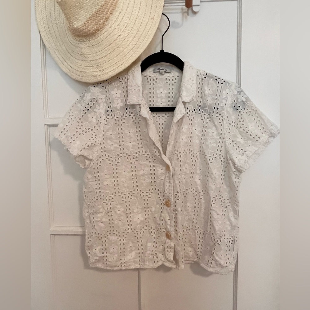 Madewell Eyelet Short-Sleeve Button Up